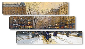 Модульная картина Парижский бульвар под снегом