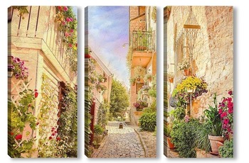 Модульная картина Цветочный переулок в Италии