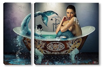 Модульная картина Русалка в ванной.