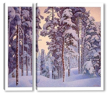Модульная картина Снежный зимний пейзаж.
