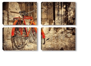 Модульная картина Красный велосипед