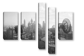 Модульная картина Большие антенны на фоне города, Нью-Йорк 1945 