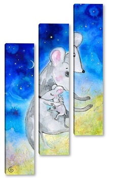 Модульная картина Мама мышь и  мышонок