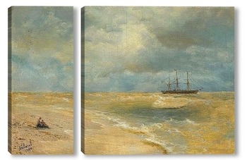 Модульная картина Морской пейзаж с парусником. 1899