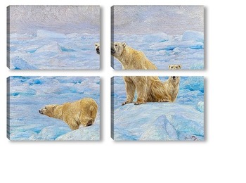 Модульная картина Три полярных медведя