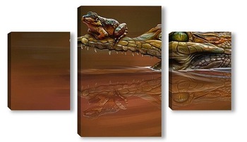 Модульная картина Крокодил и лягушка