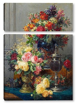 Модульная картина Весенние цветы в вазе