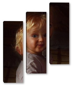 Модульная картина Portrait of a little girl sitting near the window.
