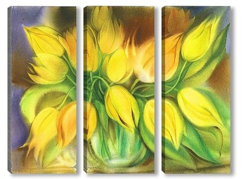 Модульная картина жёлтые тюльпаны