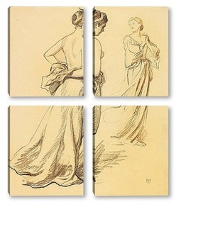 Модульная картина Женщина, стоя.