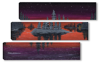 Модульная картина На зимнем озере