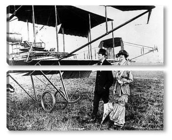 Модульная картина Черчиль с женой Клементиной в Хендоне у одного из первых самолёт