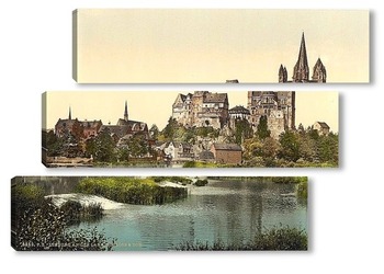 Модульная картина Замок и собор, Лимбург, Гессен-Нассау, Германия.1890-1900 гг