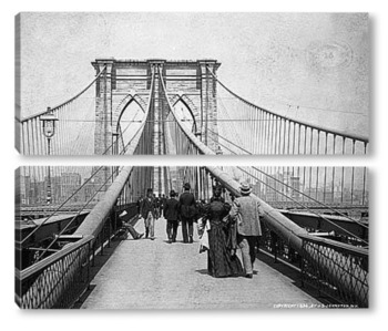 Модульная картина Пешеходная дорожка Бруклинского моста,1894г.