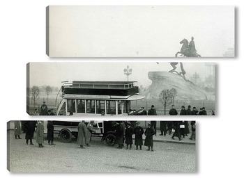 Модульная картина Двухъярусный автобус на площади Петра Первого 1907