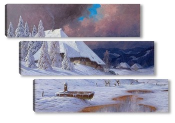Модульная картина Зимний пейзаж с восходящей Грозы.