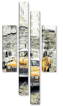 Модульная картина Old retro taxi