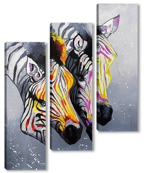 Модульная картина Цветные зебры