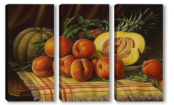 Модульная картина Дыня,персики,ананас 