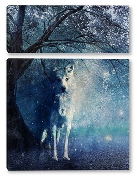 Модульная картина Волк в ночи