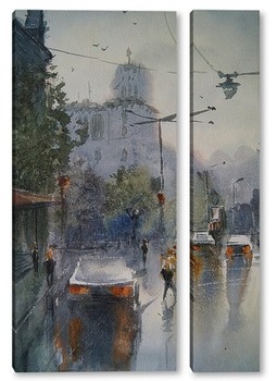 Модульная картина Дождь в городе