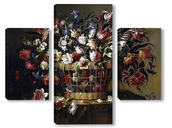 Модульная картина Корзина с цветами