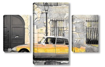 Модульная картина Желтый ретро автомобиль