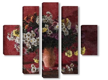 Модульная картина Разноцветье хризантем