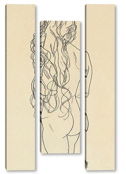 Модульная картина Стоящая обнаженная с длинными волосами