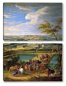 Модульная картина Вид на город и дворец Версаля с горы Монборон