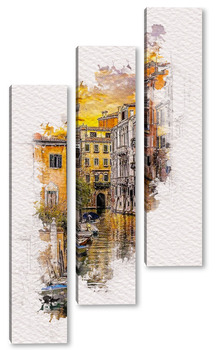 Модульная картина Венеция, акварельный скетч