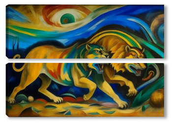 Модульная картина Лев и тигр