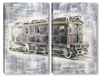 Модульная картина Американский старинный поезд Ингерсол
