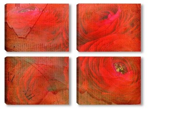 Модульная картина Красная роза макро
