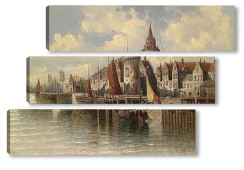 Модульная картина Взгляд на портовый город