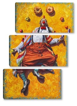 Модульная картина Клоун с натюрмортом или натюрморт с Клоуном