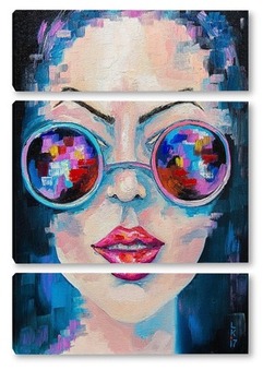 Модульная картина Девушка в цветных очках