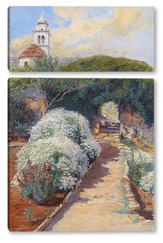 Модульная картина цветущий монастырский сад