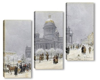 Модульная картина Исаакиевский собор в снежный день
