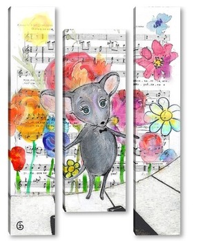 Модульная картина Мышь музыкант