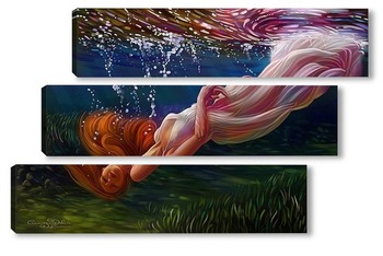 Модульная картина Девушка под водой