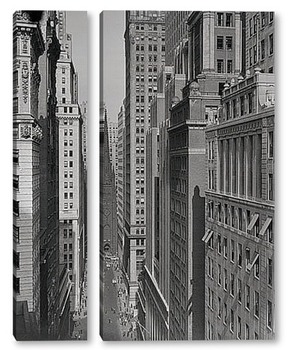 Модульная картина Здания на Уолл Стрит возле церкви Троицы,1930-е.