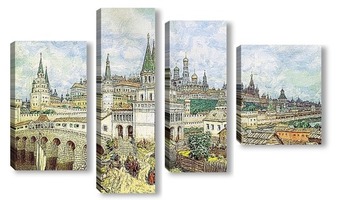Модульная картина Расцвет Кремля. Всехсвятский мост и Кремль в конце XVII века. 1922