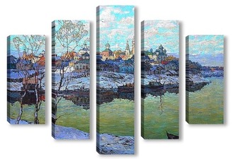 Модульная картина Город на реке