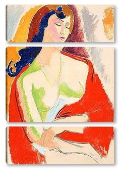 Модульная картина Женщина с шалью