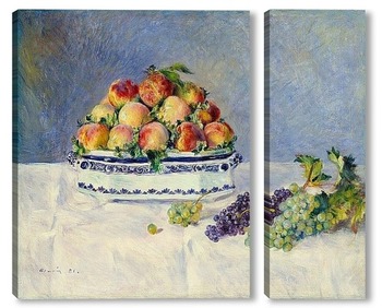 Модульная картина Натюрморт с персиками и виноградом