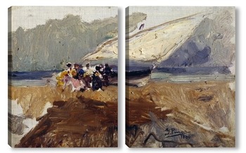 Модульная картина Лодка на пляже Кабаньяс (Валенсия), 1880
