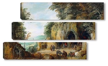 Модульная картина Пейзаж с отшельниками
