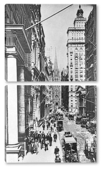 Модульная картина Вид сверху на Уолл Стритт,1890г.  