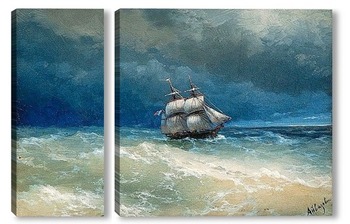 Модульная картина Прибрежная сцена во время шторма